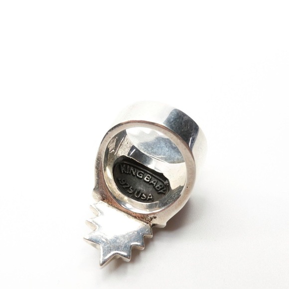 King Baby Studio Carved Jet Arrowhead In Sawtooth Ring Fine Silver .925 Size 7 - Picture 8 of 12